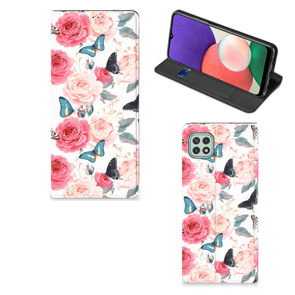 Samsung Galaxy A22 5G Smart Cover Butterfly Roses - B2C Telecom