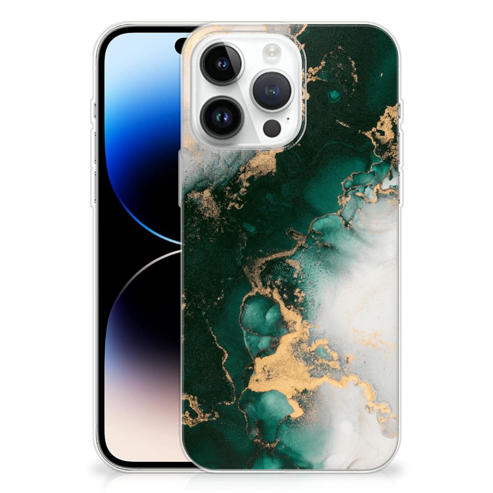 TPU Siliconen Hoesje voor iPhone 14 Pro Max Marmer Groen