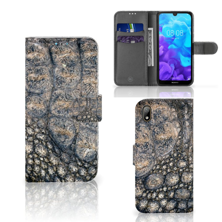 Huawei Y5 (2019) Telefoonhoesje met Pasjes Krokodillenprint