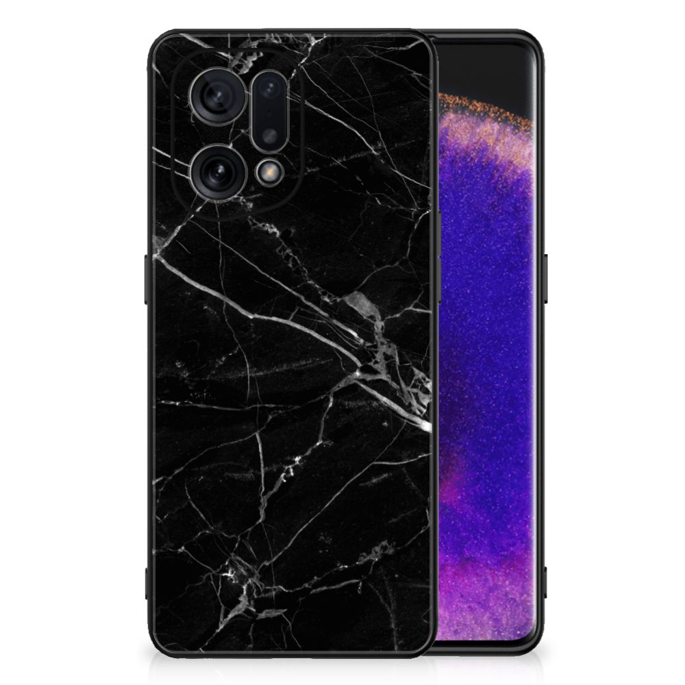 OPPO Find X5 Marmeren Print Telefoonhoesje Marmer Zwart - Origineel Cadeau Vader