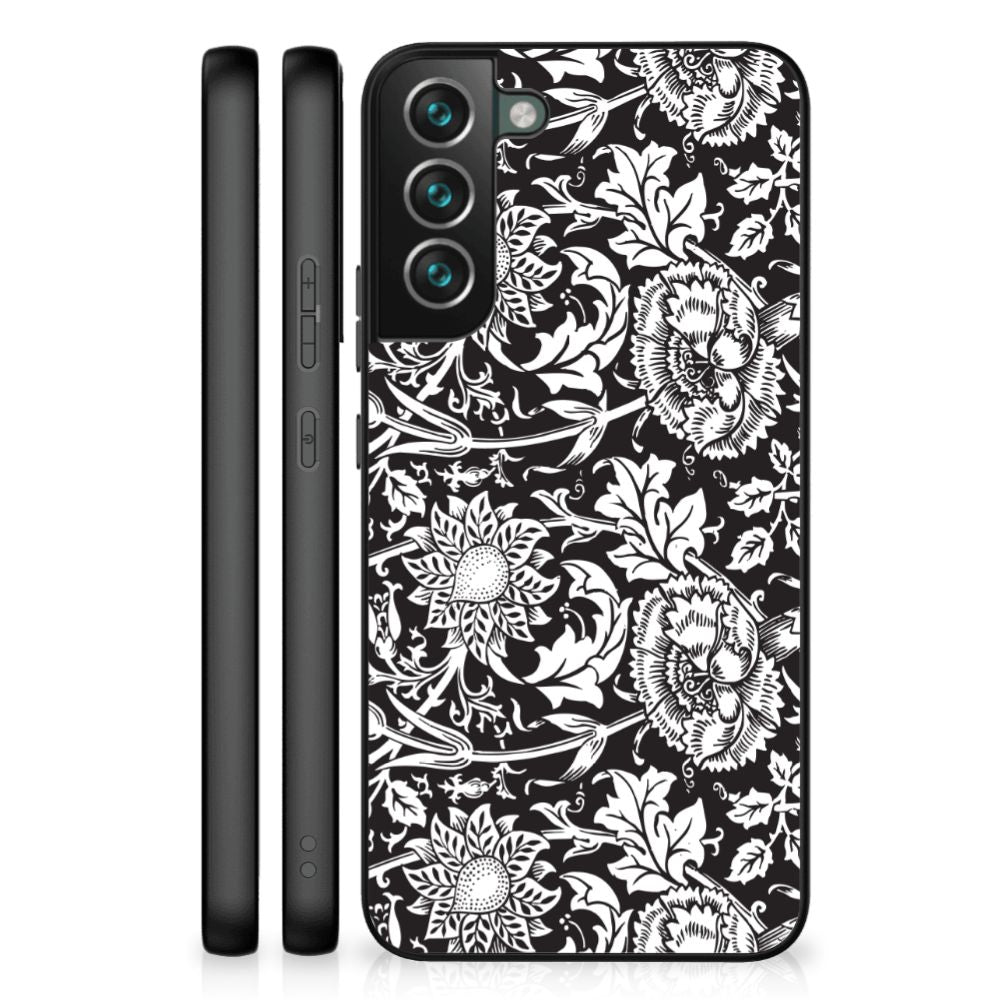 Samsung Galaxy S22 Plus Bloemen Hoesje Black Flowers