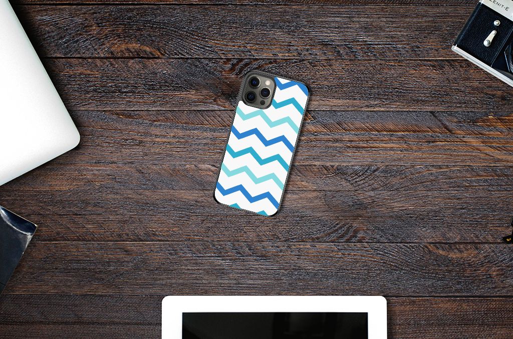 iPhone 12 Pro Max Bumper Case Zigzag Blauw B2C Telecom