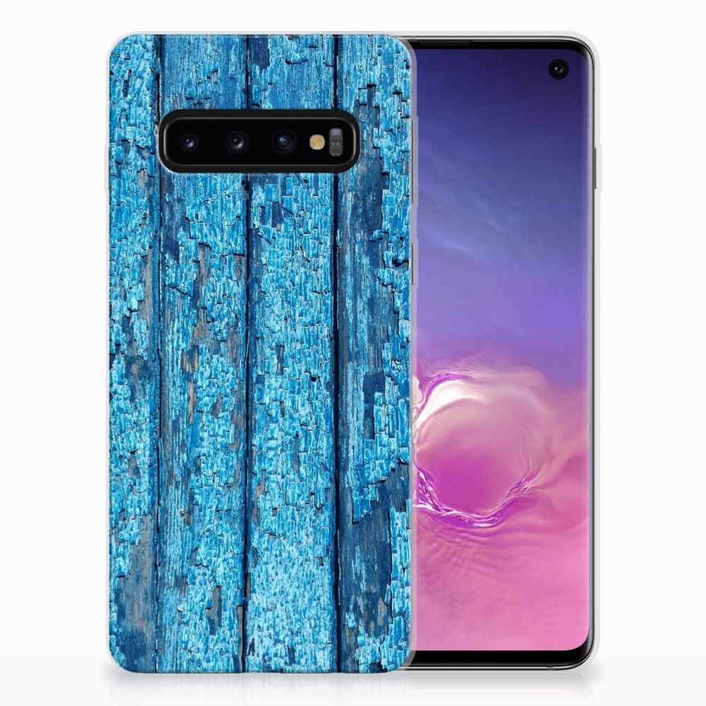 Samsung Galaxy S10 Bumper Hoesje Wood Blue