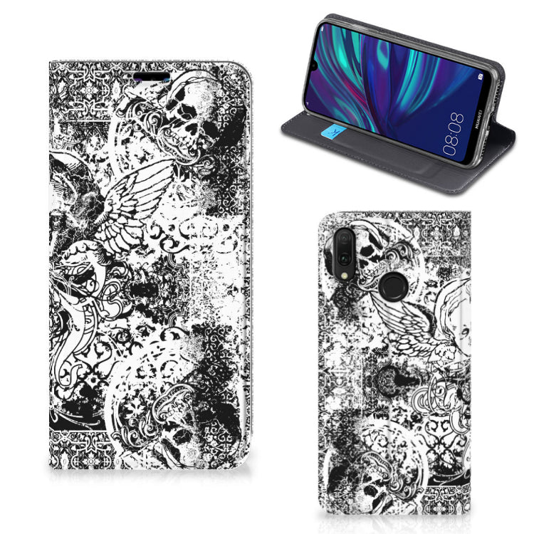 Mobiel BookCase Huawei Y7 hoesje Y7 Pro (2019) Skulls Angel