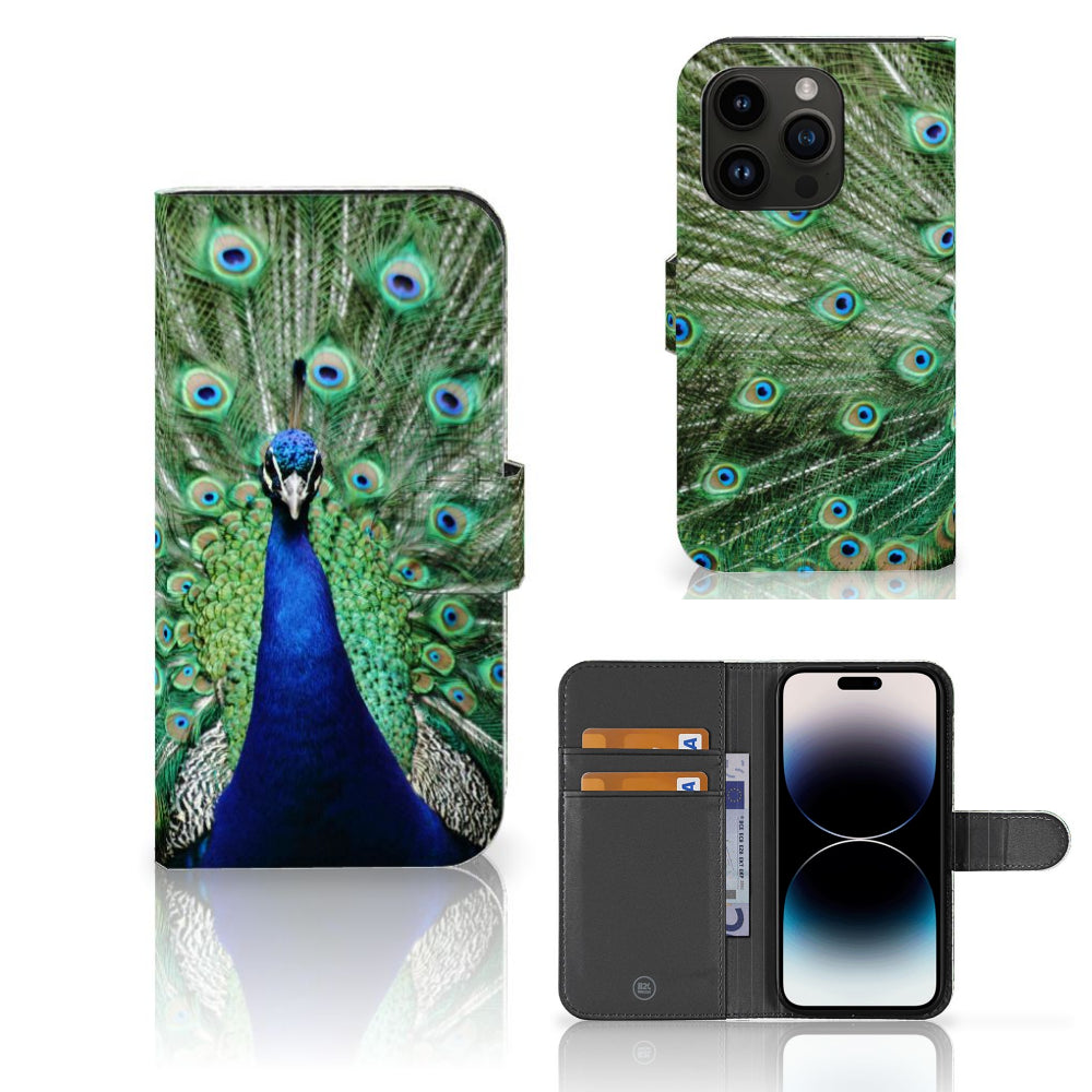 iPhone 15 Pro Telefoonhoesje met Pasjes Pauw