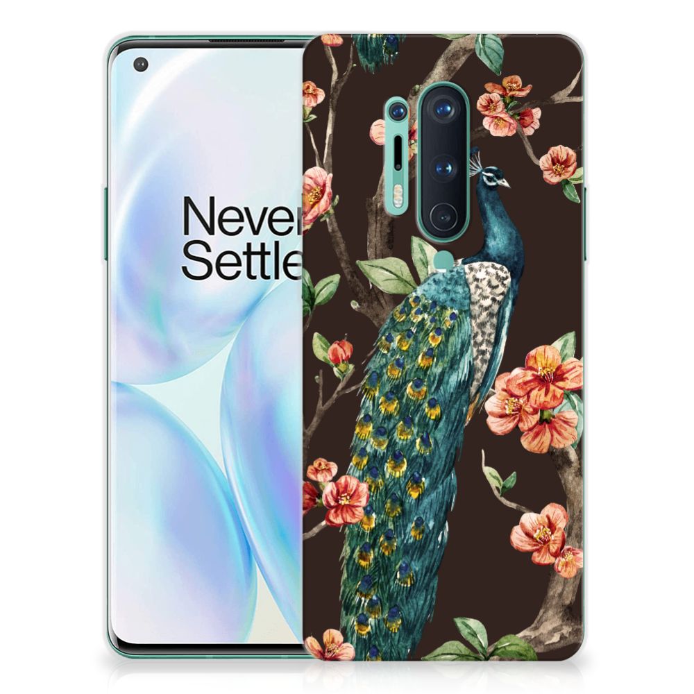 OnePlus 8 Pro TPU Hoesje Pauw met Bloemen