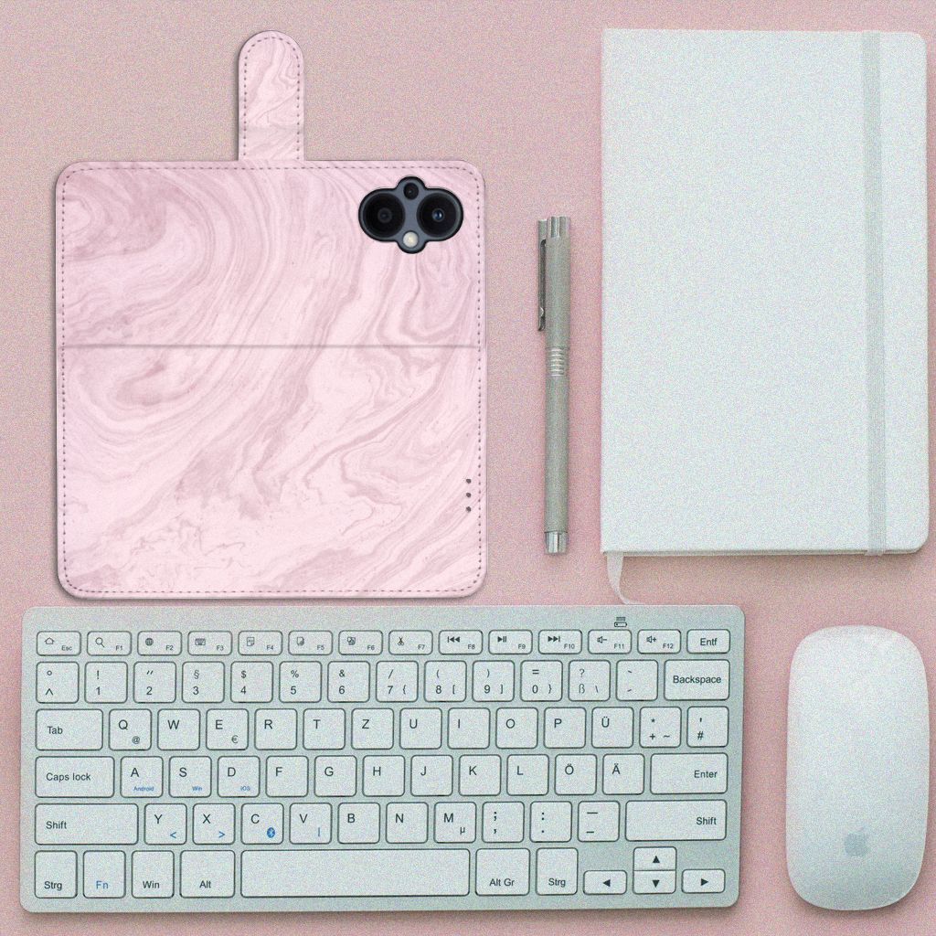 OPPO Reno 8 Lite | OnePlus Nord N20 Bookcase Marble Pink - Origineel Cadeau Vriendin