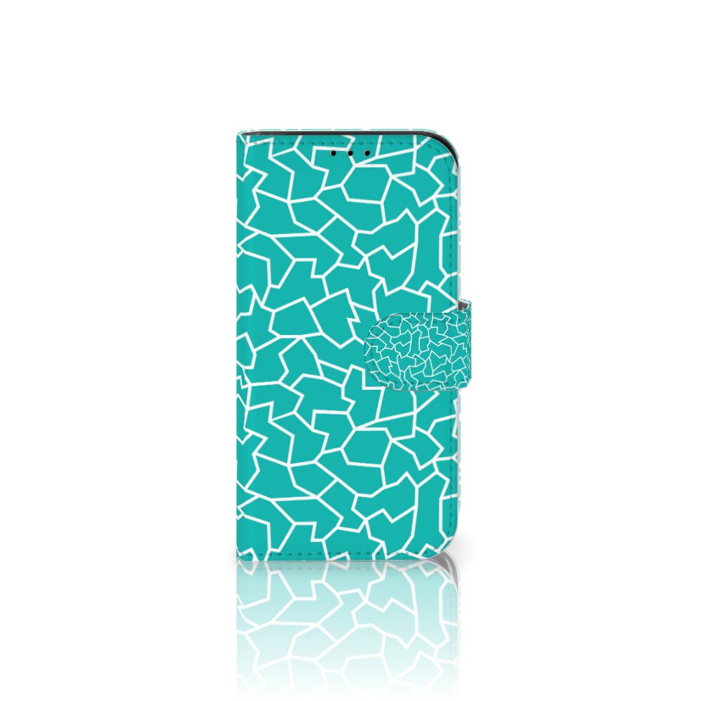 iPhone 13 Mini Hoesje Cracks Blue met een turquoise barsten design, biedt optimale bescherming voor je smartphone.