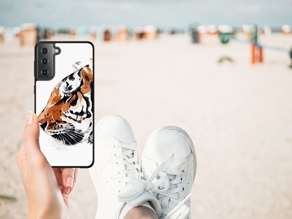 Kleurrijke Telefoonhoesje Samsung Galaxy S21 Plus Watercolor Tiger B2C Telecom