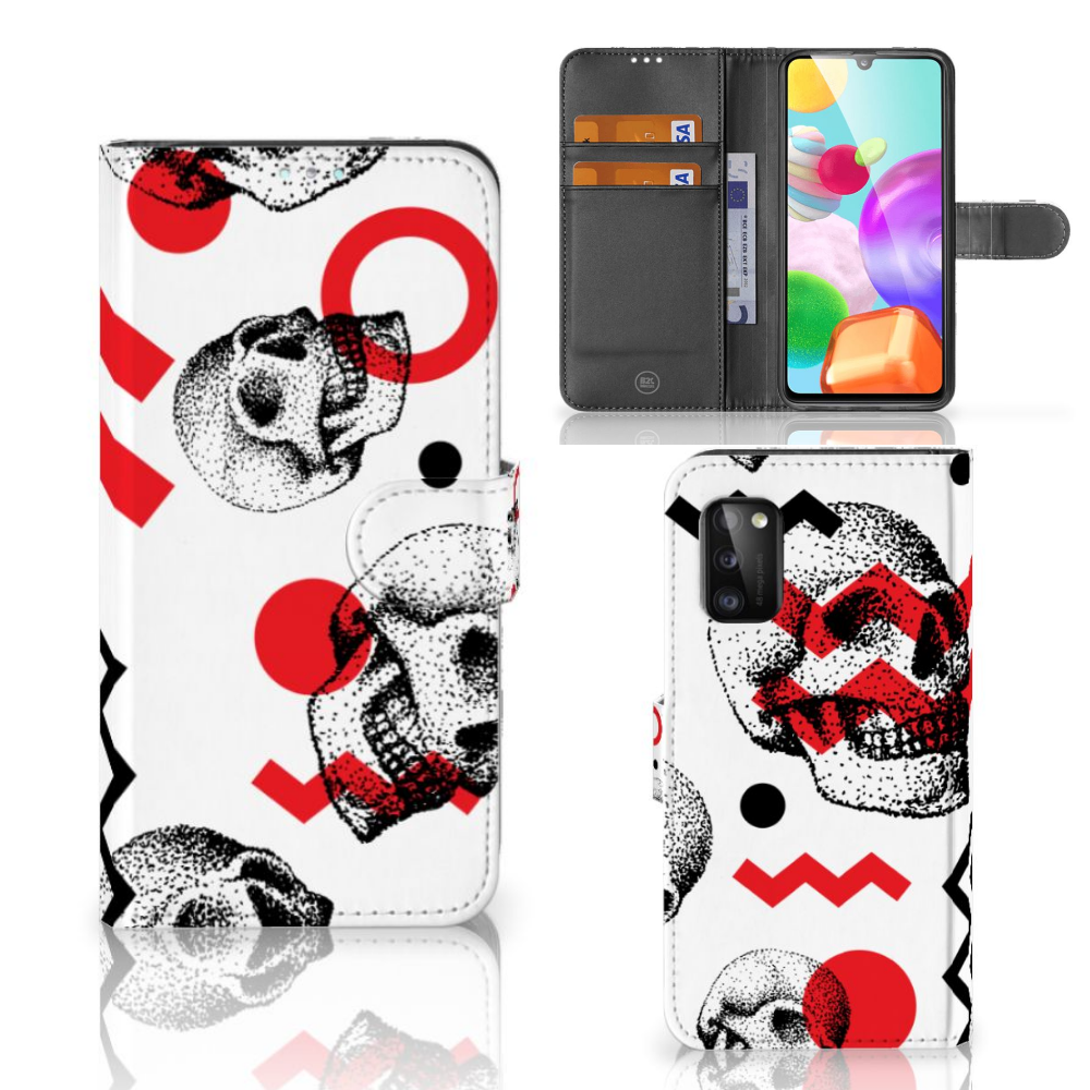 Telefoonhoesje met Naam Samsung Galaxy A41 Skull Red