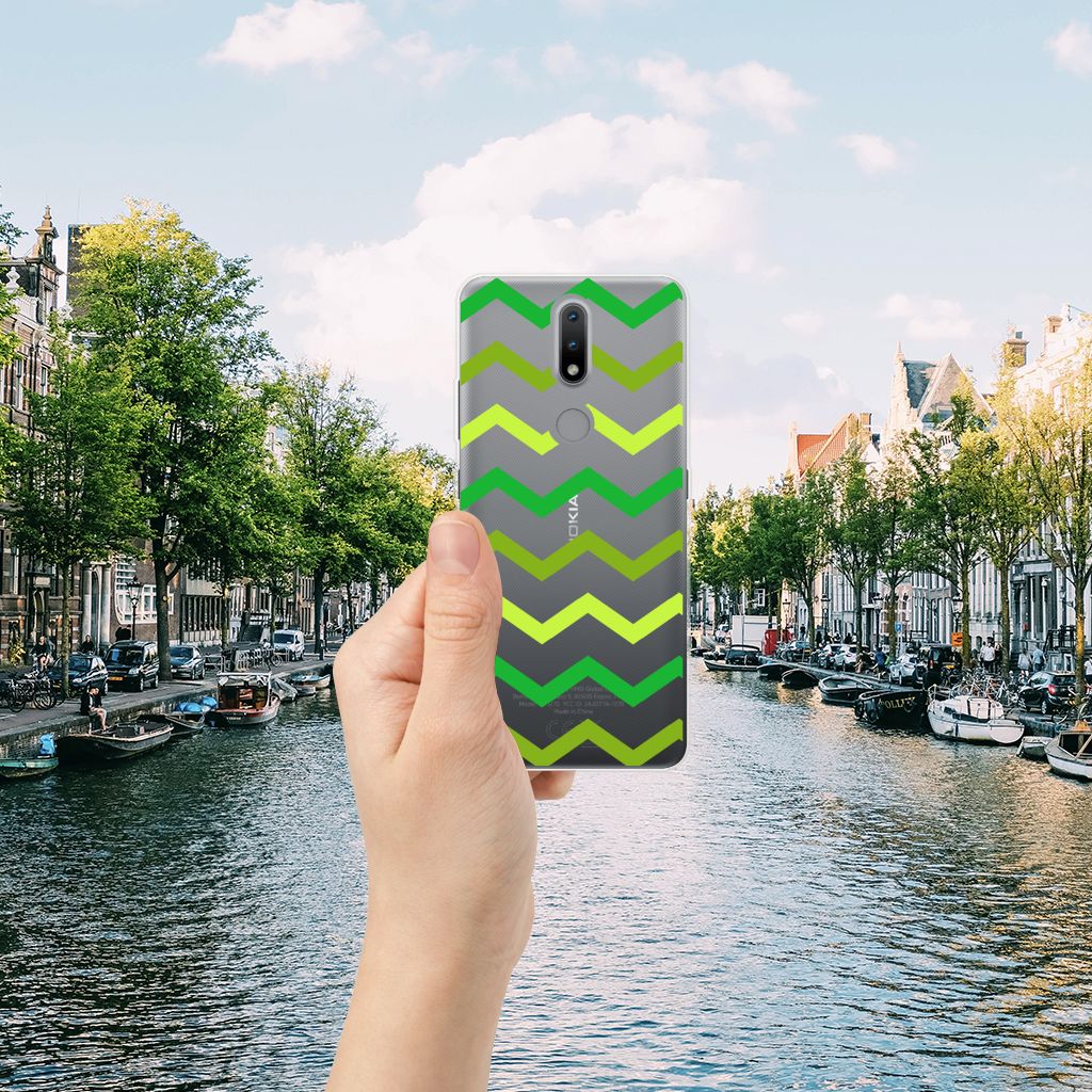 Nokia 2.4 TPU bumper Zigzag Groen