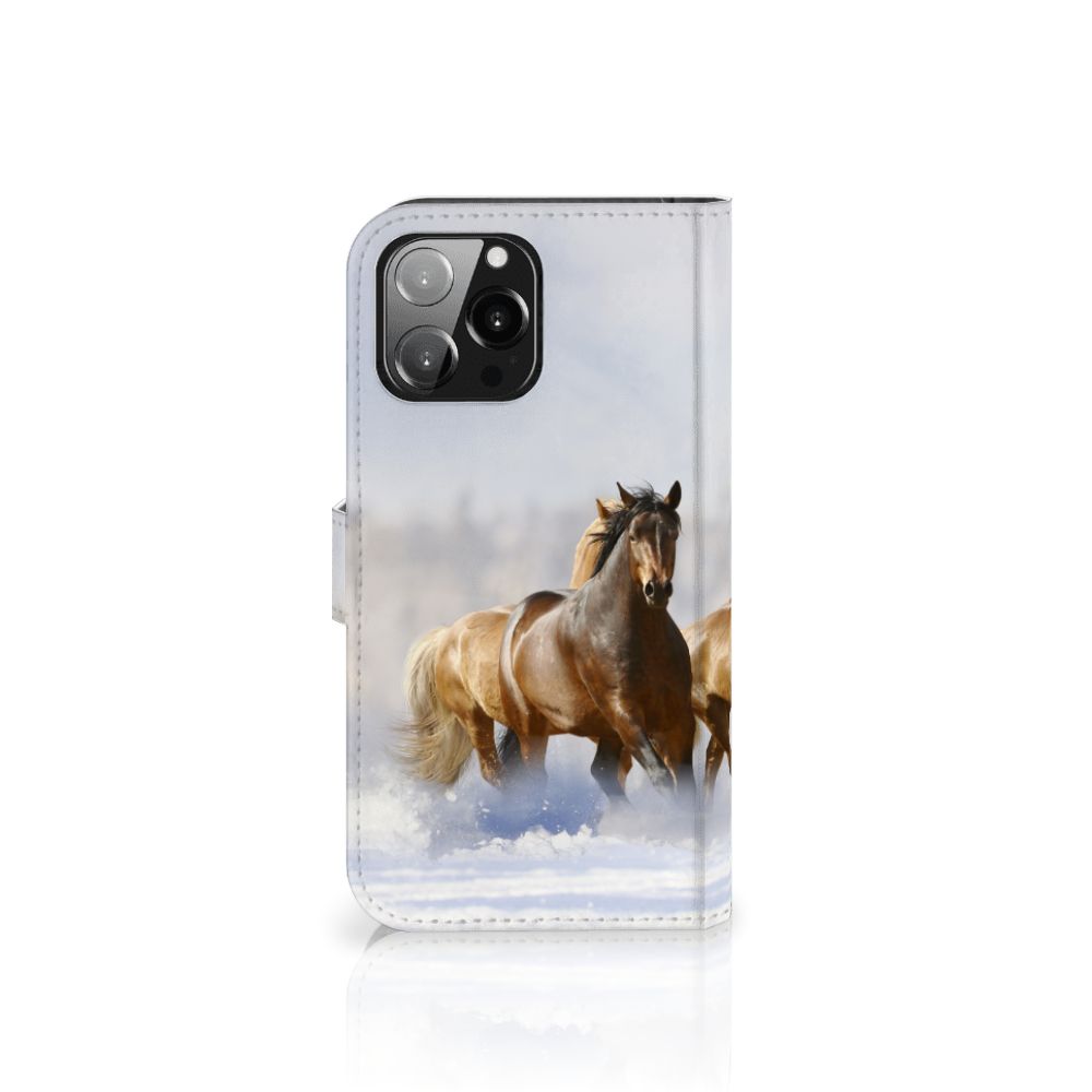 iPhone 13 Pro Max Telefoonhoesje met Pasjes Paarden