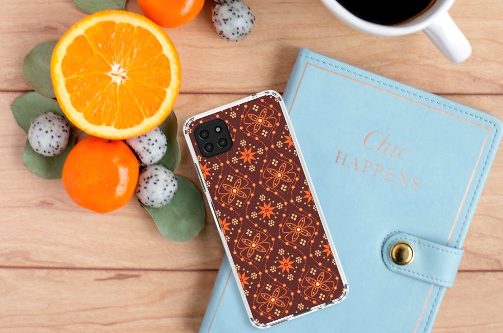 Samsung Galaxy A22 5G Doorzichtige Silicone Hoesje Batik Brown B2C Telecom