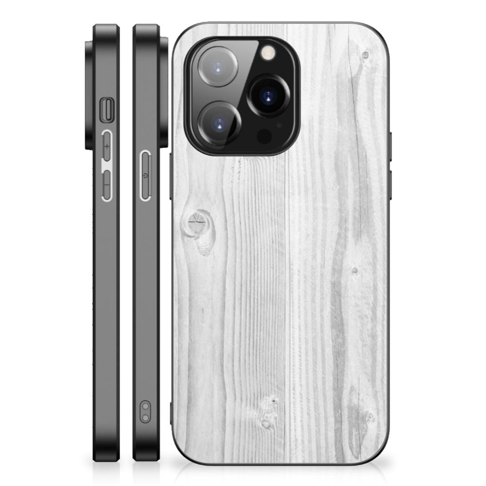 iPhone 14 Pro Houten Print Telefoonhoesje White Wood B2C Telecom