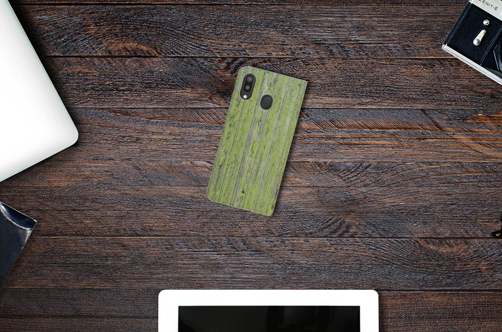 Samsung Galaxy M20 Book Wallet Case Green Wood