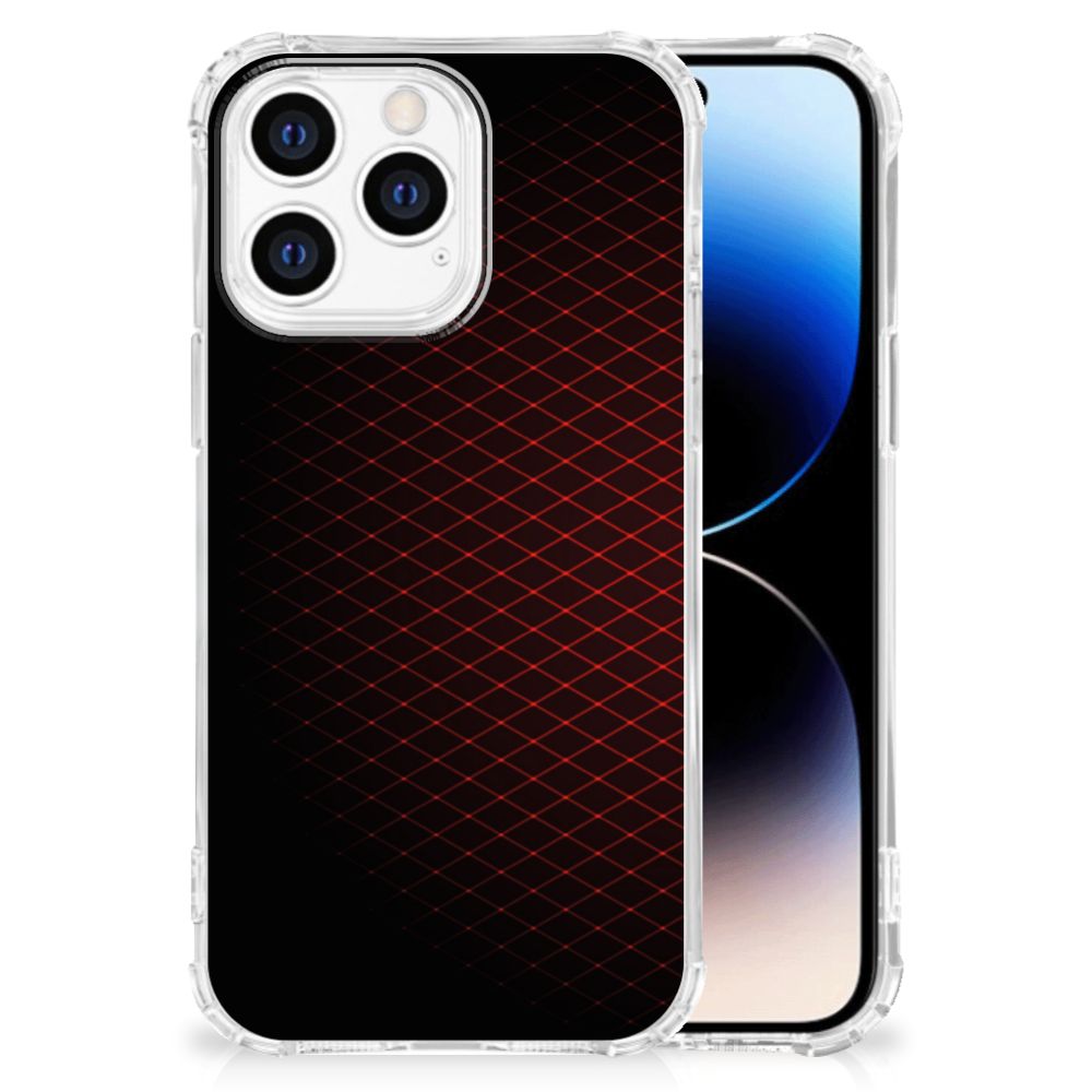 iPhone 14 Pro Doorzichtige Silicone Hoesje Geruit Rood B2C Telecom