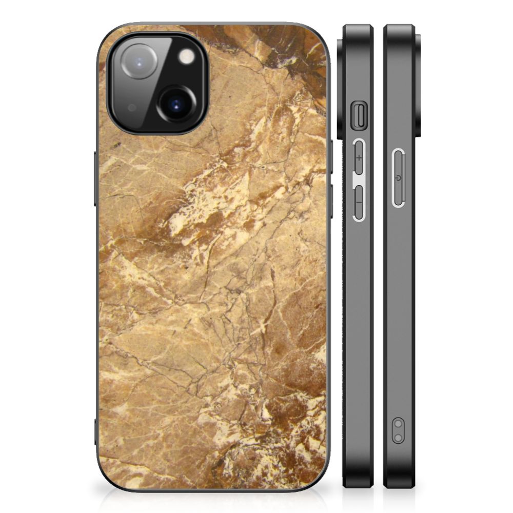 Apple iPhone 13 | iPhone 14 Marmeren Print Telefoonhoesje Marmer Creme