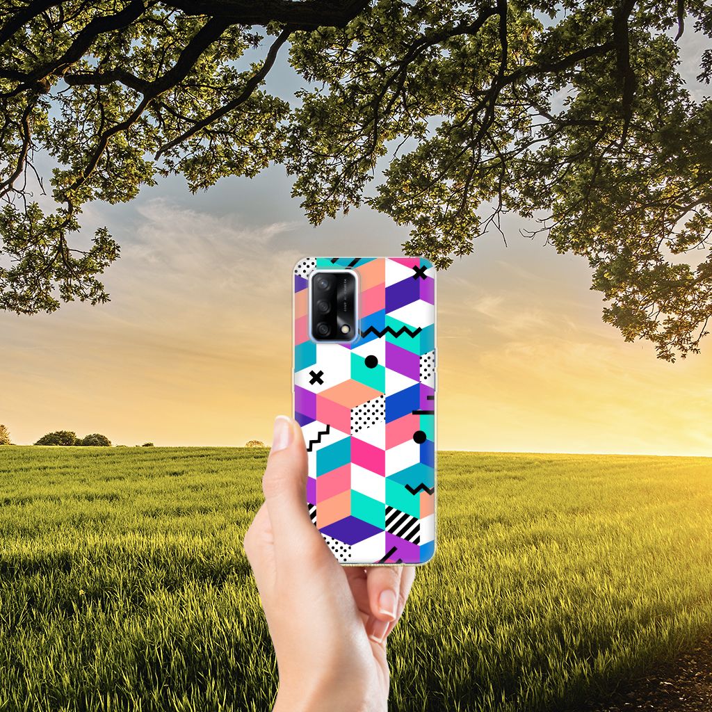 OPPO A74 4G TPU Hoesje Blokken Kleurrijk B2C Telecom