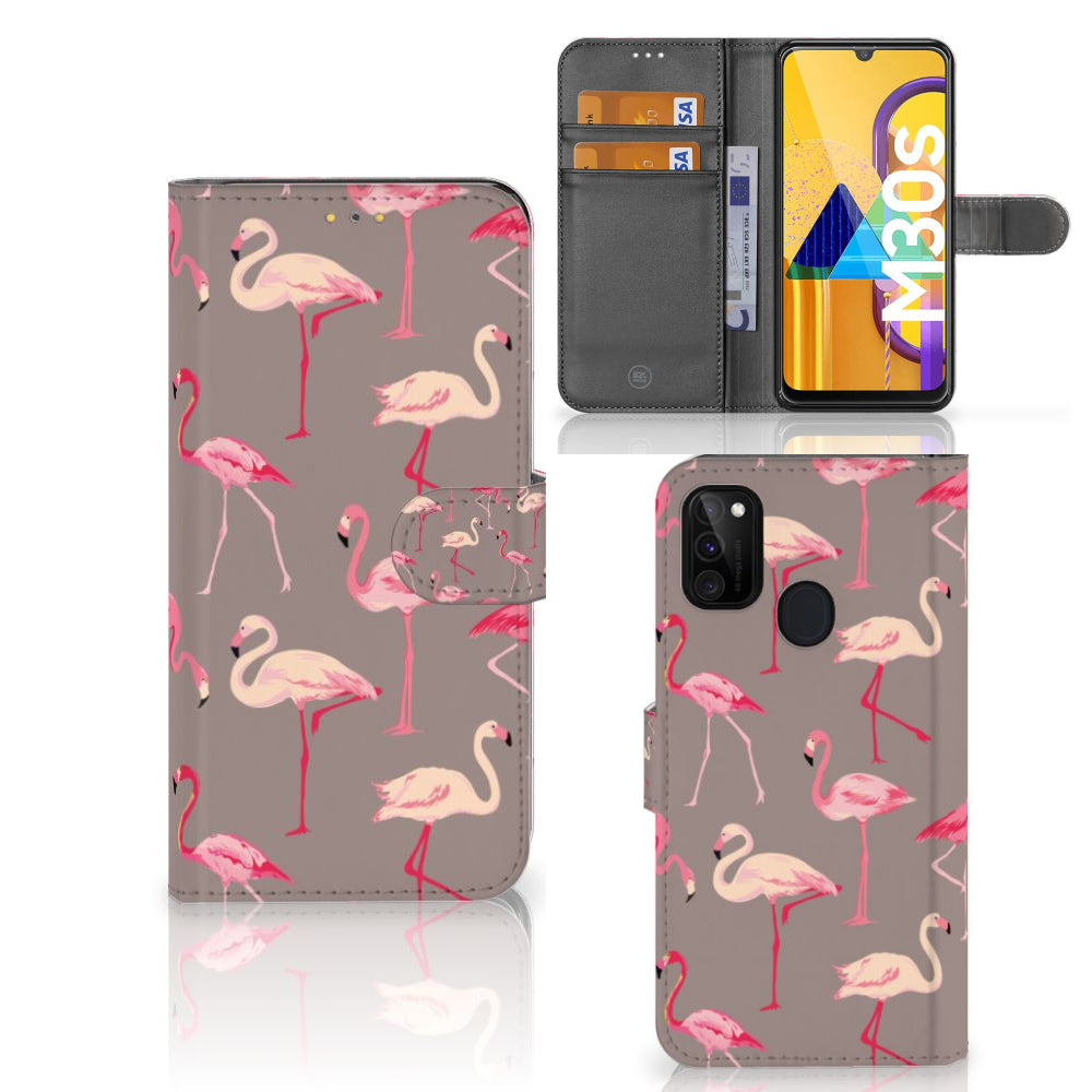 Samsung Galaxy M21 | M30s Telefoonhoesje met Pasjes Flamingo