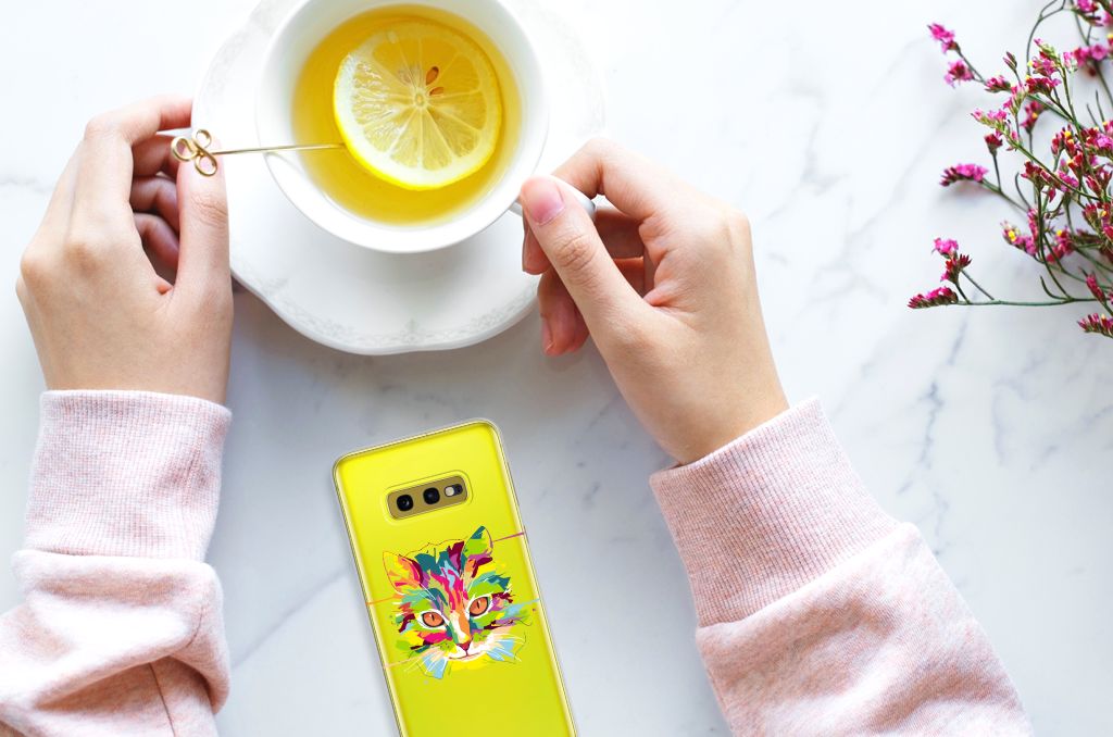 Samsung Galaxy S10e Telefoonhoesje met Naam Cat Color