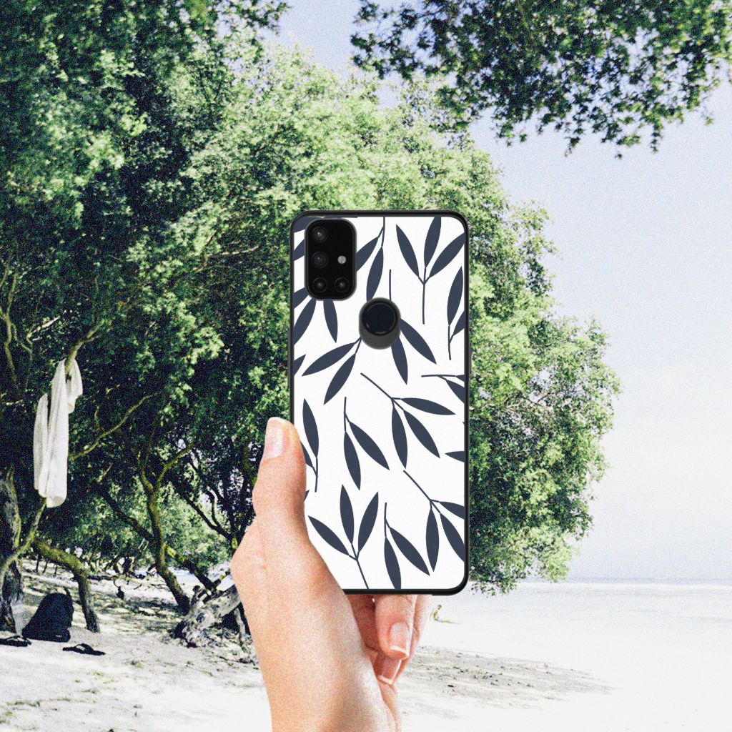 OnePlus Nord N10 5G Bloemen Hoesje Leaves Blue B2C Telecom