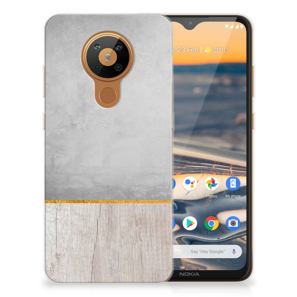 Nokia 5.3 Bumper Hoesje Wood Concrete B2C Telecom