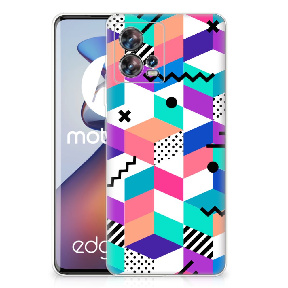 Motorola Edge 30 Fusion TPU Hoesje Blokken Kleurrijk B2C Telecom