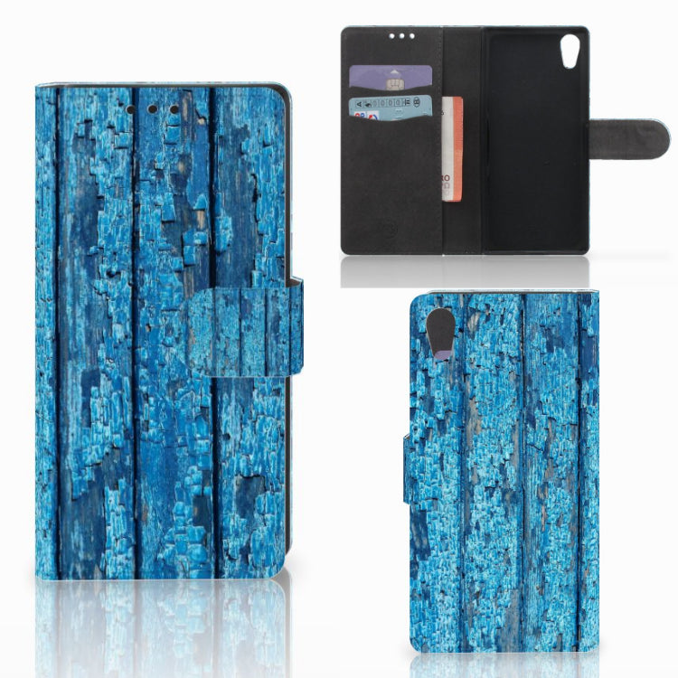 Sony Xperia XA1 Book Style Case Wood Blue