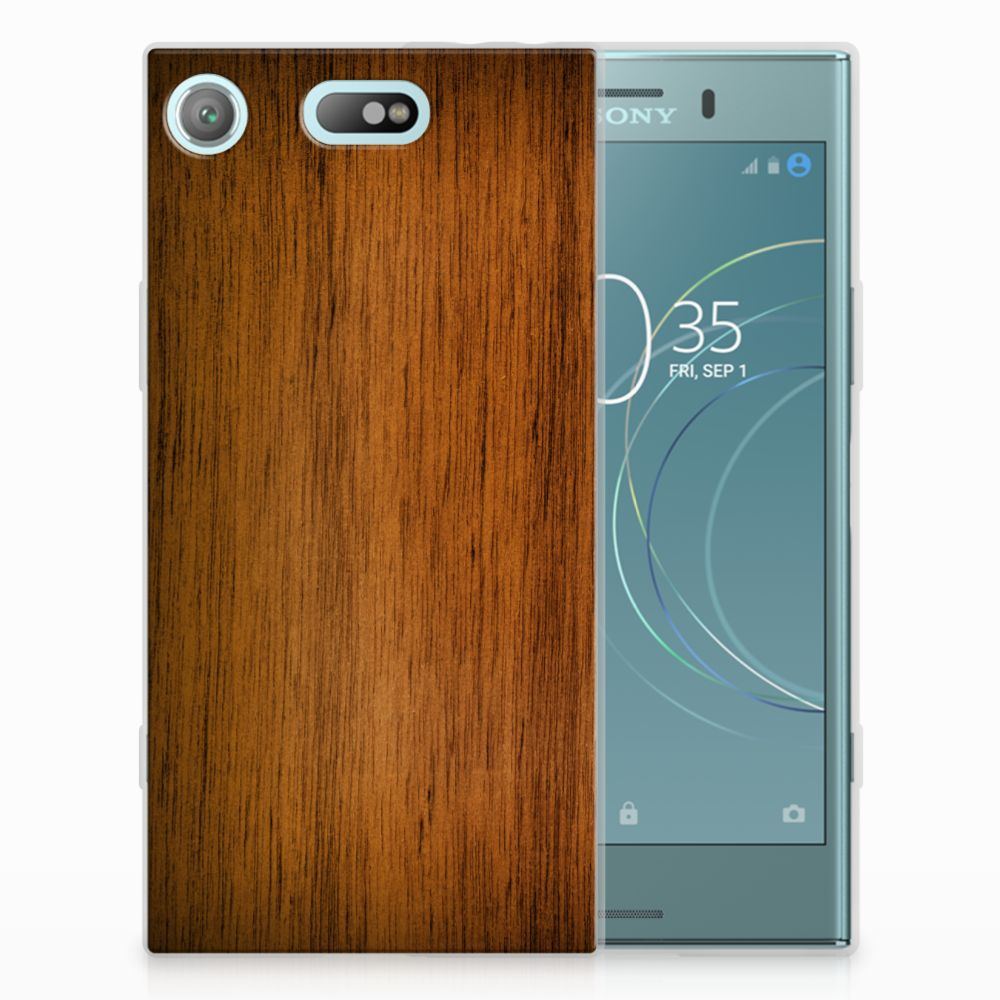 Sony Xperia XZ1 Compact Bumper Hoesje Donker Hout