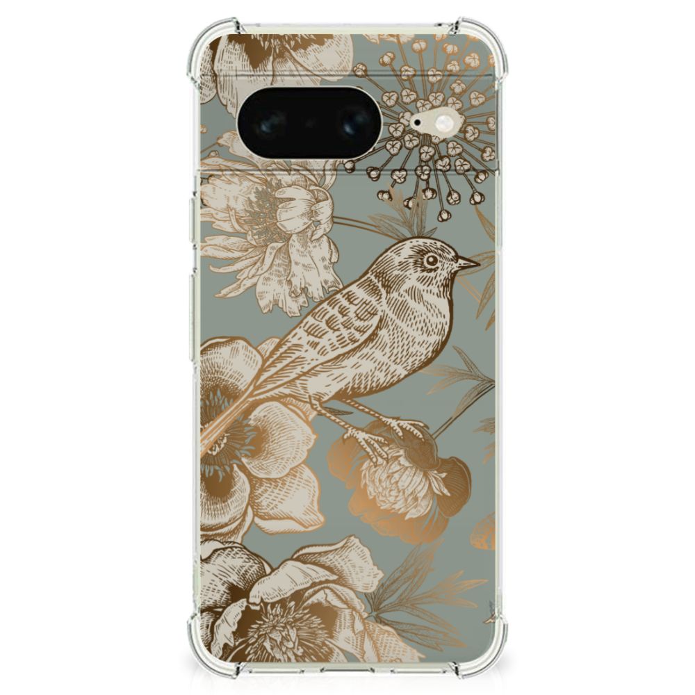 Case voor Google Pixel 8 Vintage Bird Flowers