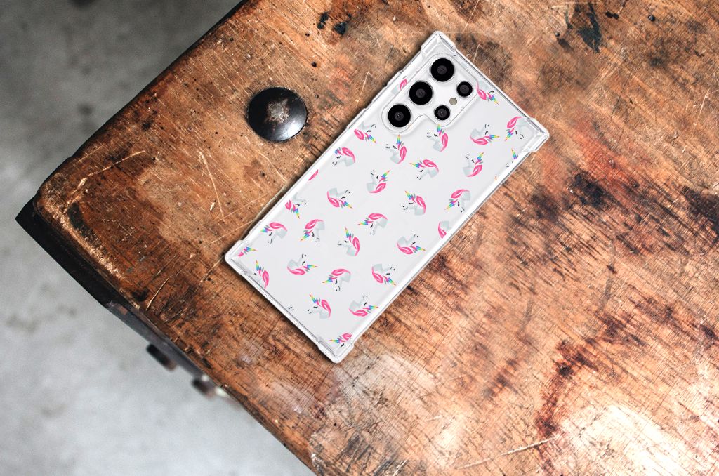 Doorzichtige Silicone Hoesje voor Samsung Galaxy S22 Ultra Unicorns B2C Telecom