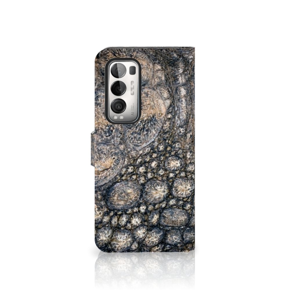 OPPO Find X3 Neo 5G Telefoonhoesje met Pasjes Krokodillenprint
