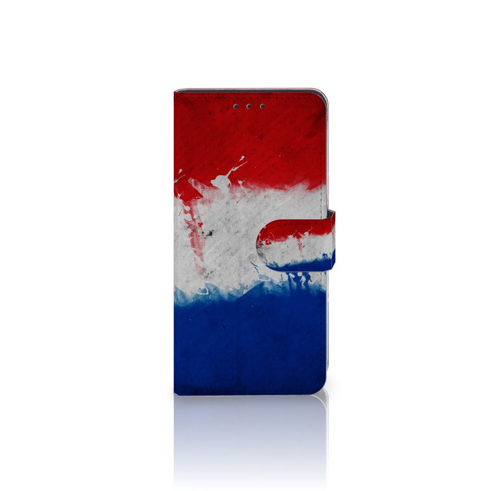 Huawei P40 Bookstyle Case Nederland met artistiek design van de Nederlandse vlag in rood, wit en blauw.