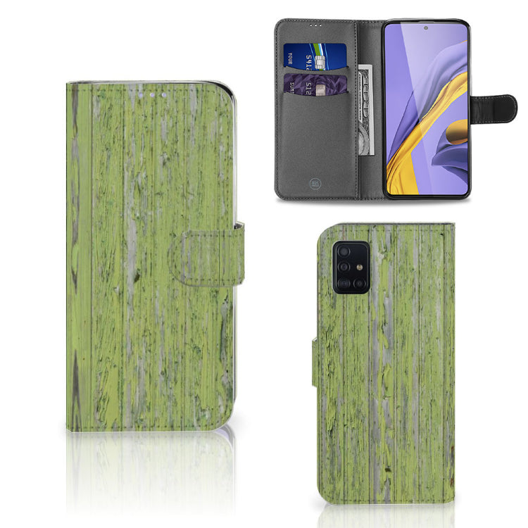 Samsung Galaxy A51 Book Style Case Green Wood