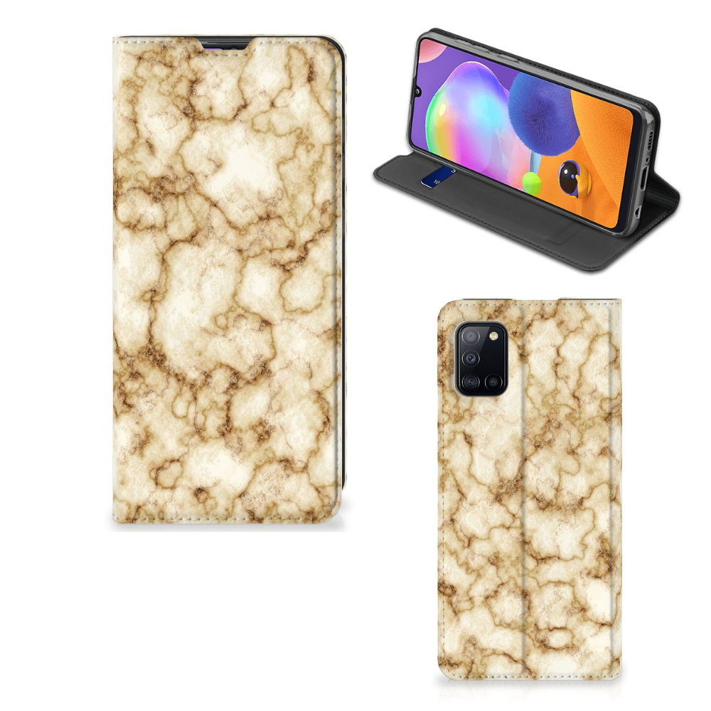 Samsung Galaxy A31 Standcase Marmer Goud - B2C Telecom