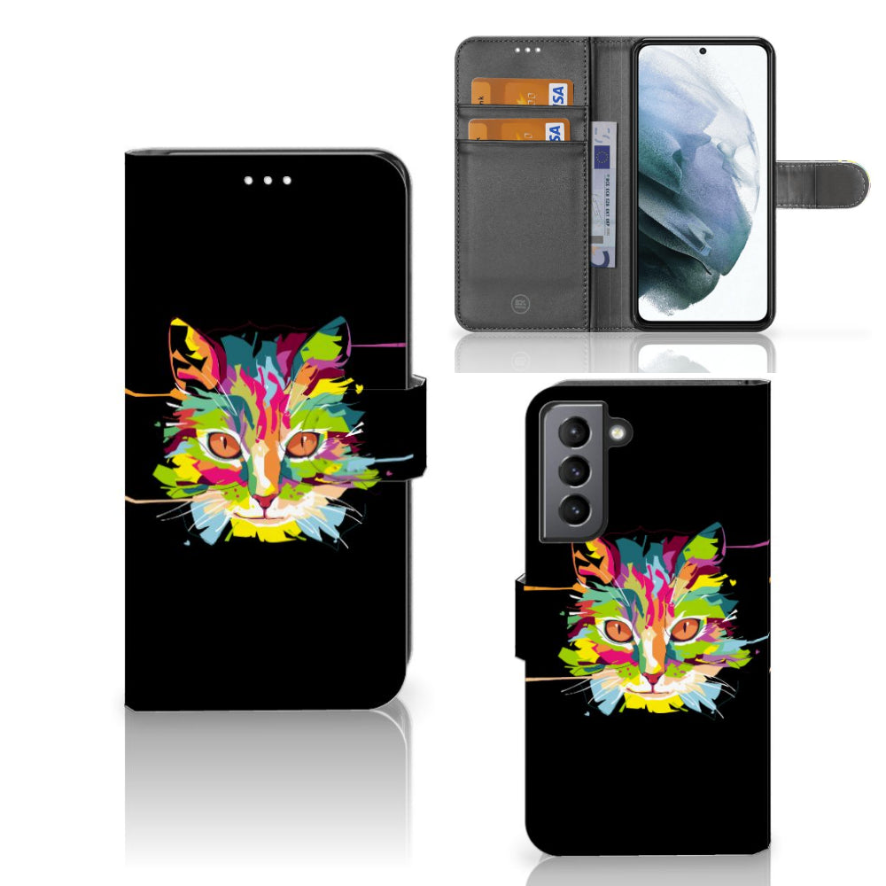 Samsung Galaxy S21 FE Leuk Hoesje Cat Color