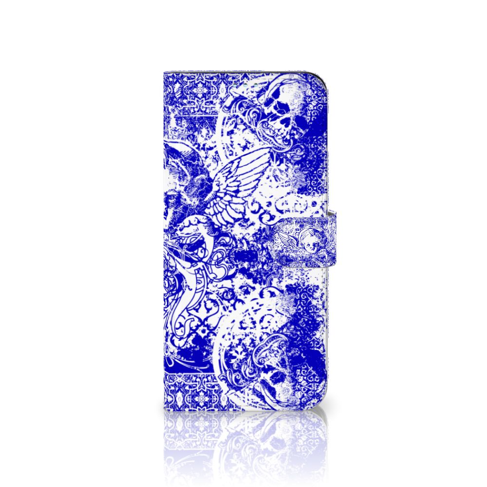 Telefoonhoesje met Naam Motorola Moto G9 Power Angel Skull Blauw