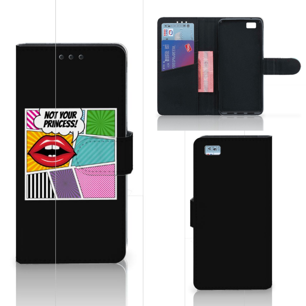 Huawei Ascend P8 Lite Wallet Case met Pasjes Popart Princess