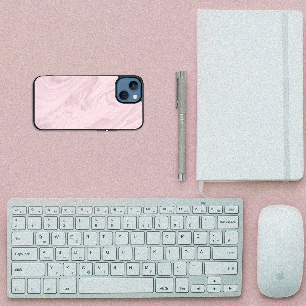 Apple iPhone 13 mini Marmeren Print Telefoonhoesje Marble Pink - Origineel Cadeau Vriendin B2C Telecom