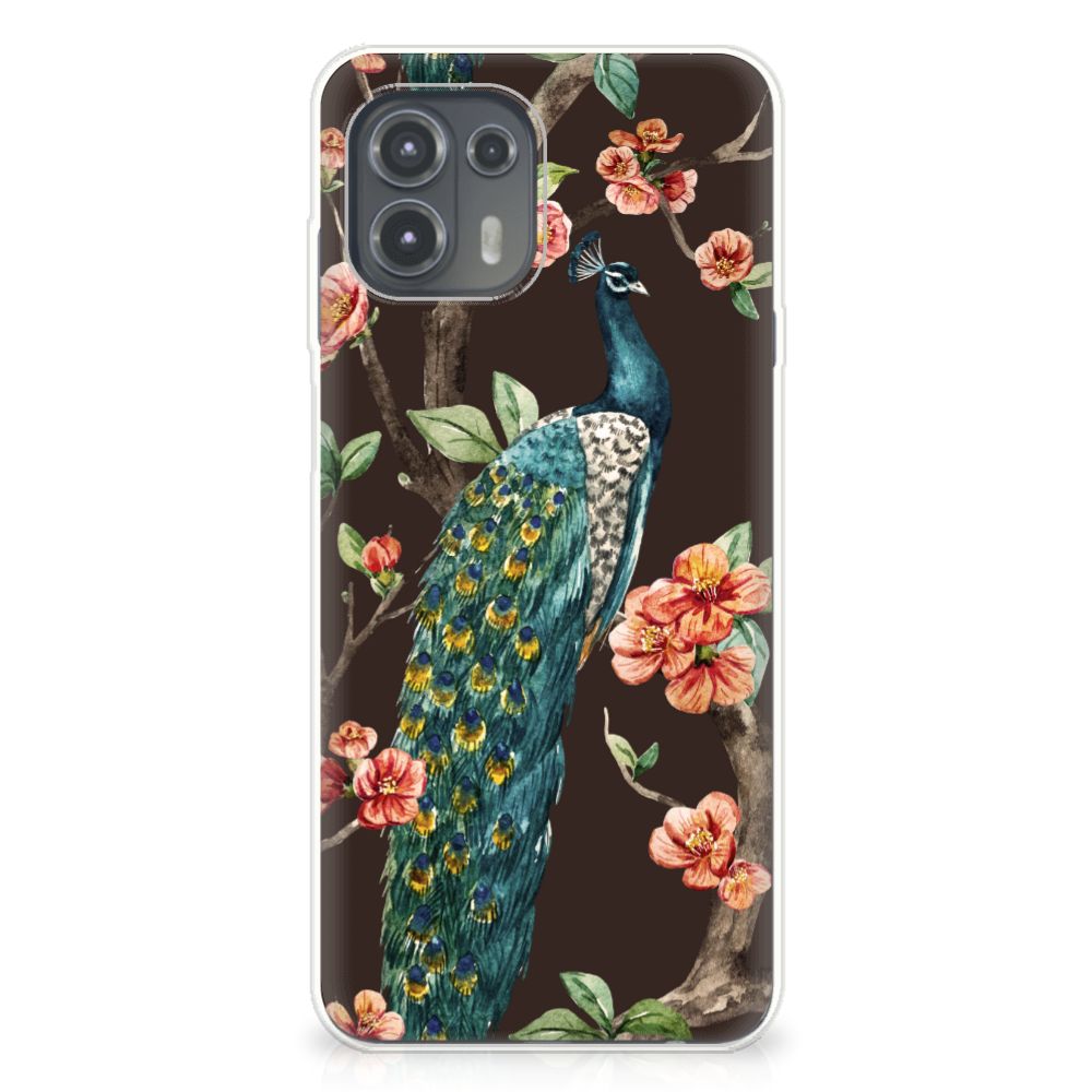 Motorola Edge 20 Lite TPU Hoesje Pauw met Bloemen