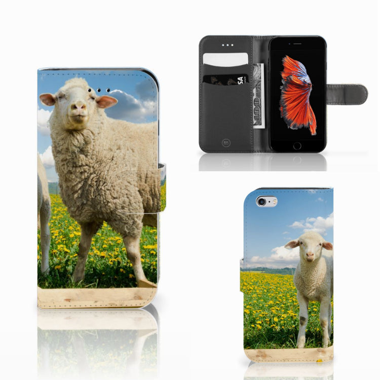 Apple iPhone 6 | 6s Telefoonhoesje met Pasjes Schaap en Lammetje