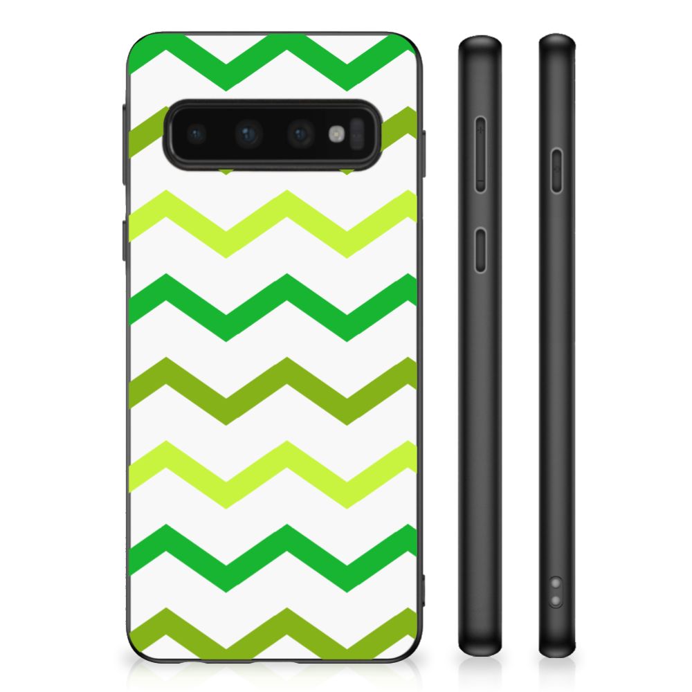 Samsung Galaxy S10 Bumper Case Zigzag Groen