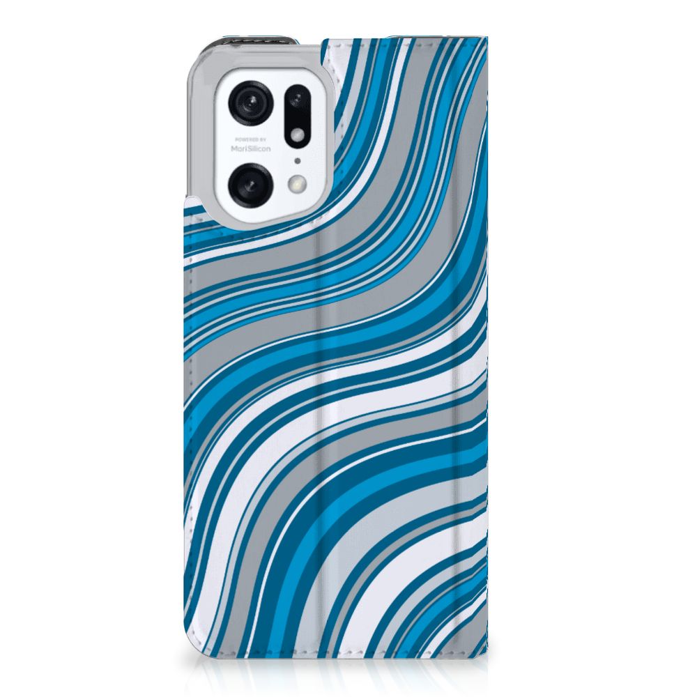 OPPO Find X5 Pro Hoesje met Magneet Waves Blue - B2C Telecom