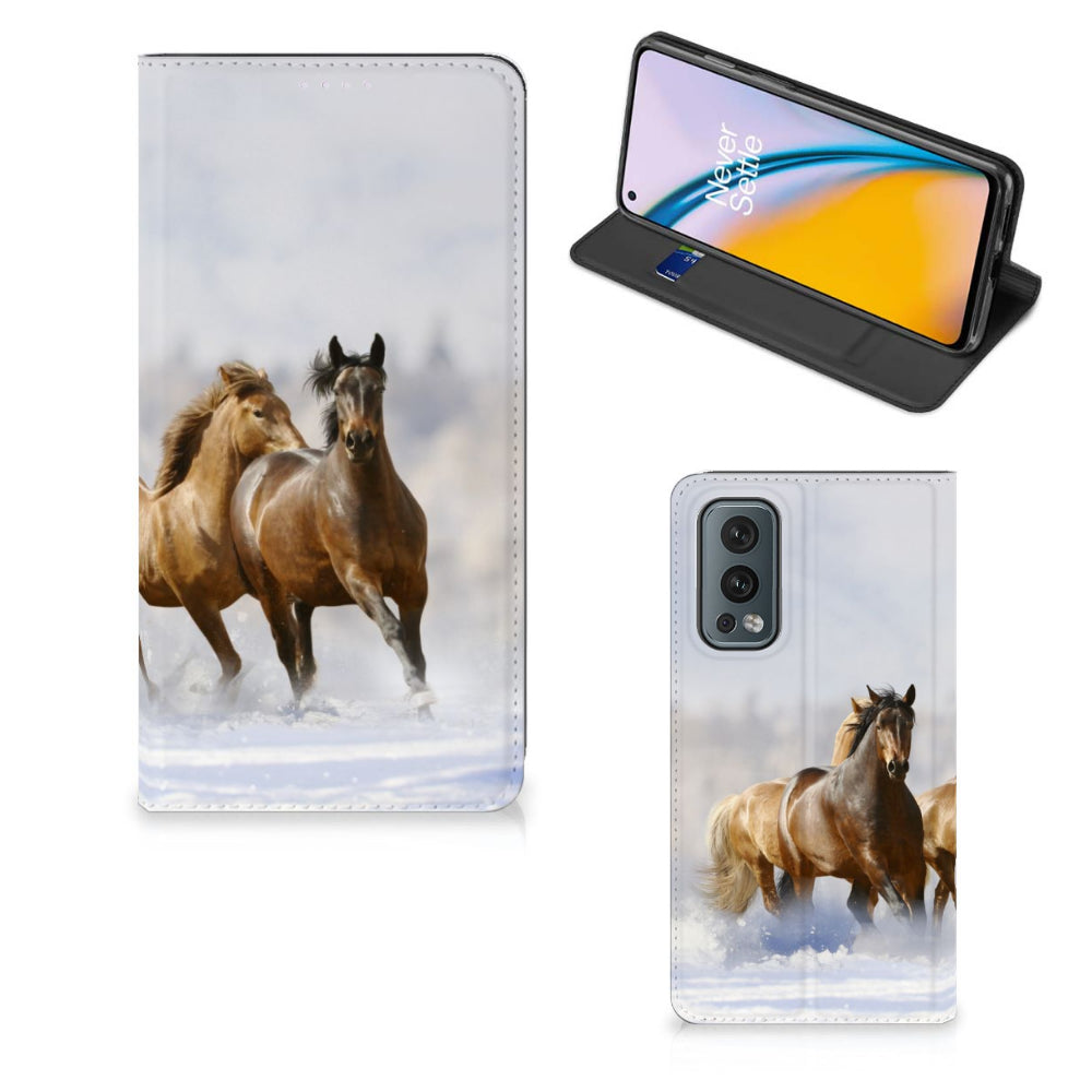 OnePlus Nord 2 5G Hoesje maken Paarden met paarden print in natuur, stijlvol en functioneel