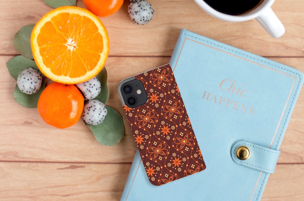 iPhone 12 Mini Hoesje met Magneet Batik Brown - B2C Telecom
