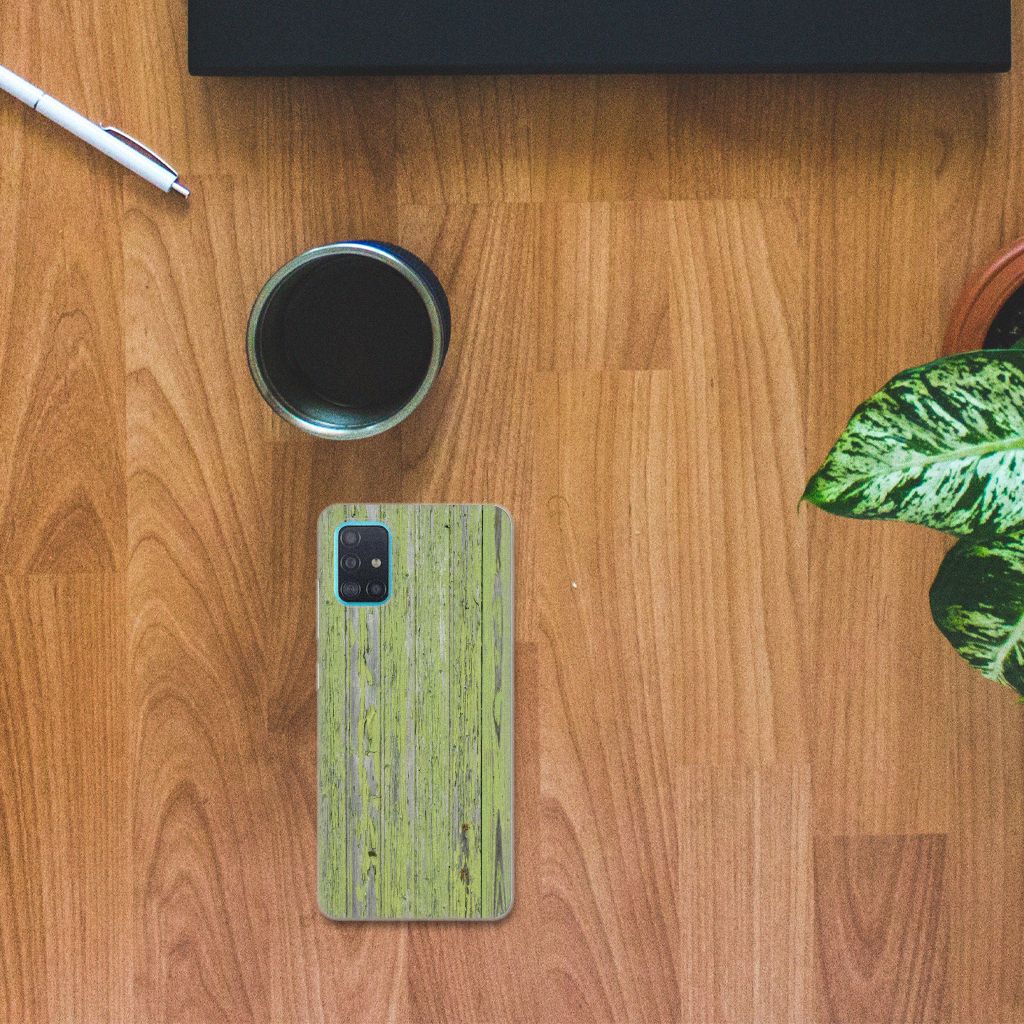 Samsung Galaxy A51 Bumper Hoesje Green Wood