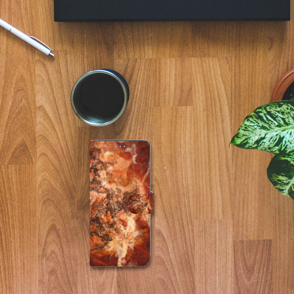 OPPO A73 5G Bookcase Marmer Bruin