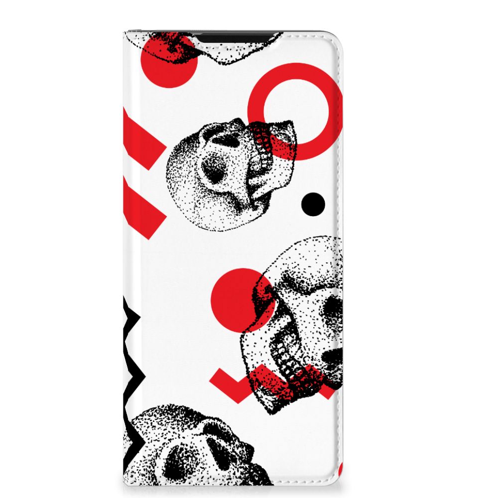 Mobiel BookCase Samsung Galaxy S21 Ultra Skull Red