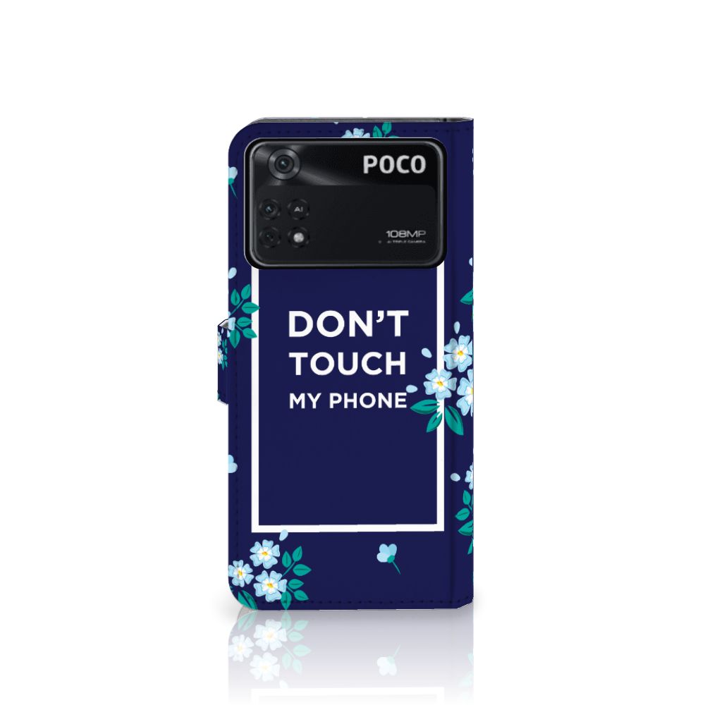 Xiaomi Poco X4 Pro 5G Portemonnee Hoesje Flowers Blue DTMP