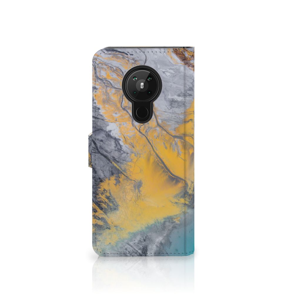 Nokia 5.3 Bookcase Marble Blue Gold